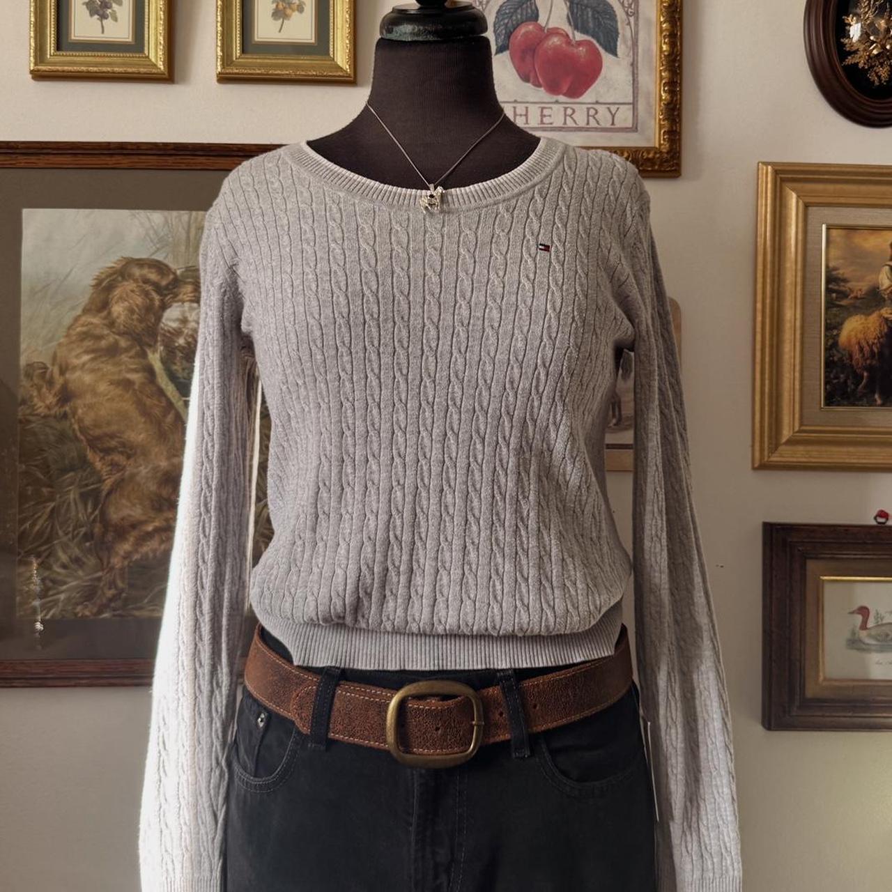 Cotton cable knit scoop neck (M)