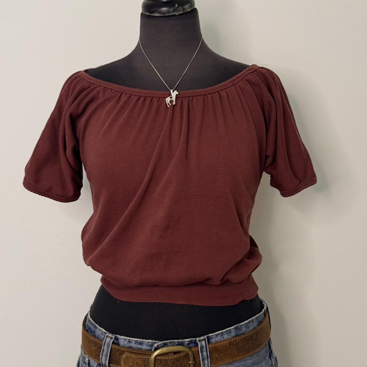 Burgundy cotton off the shoulder top (S)