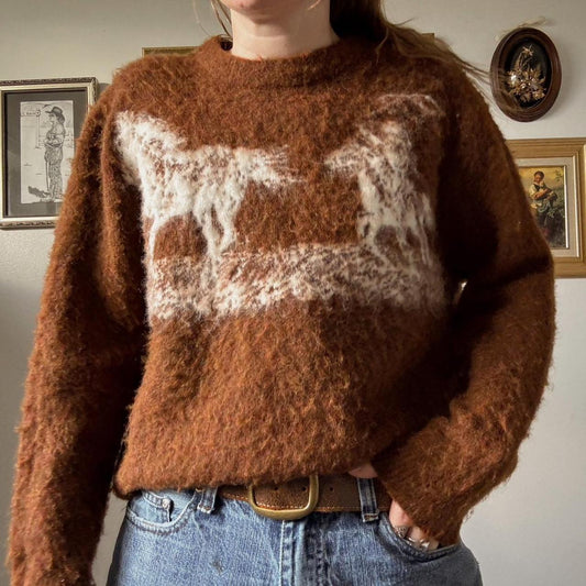 Wool knit horse sweater (S)