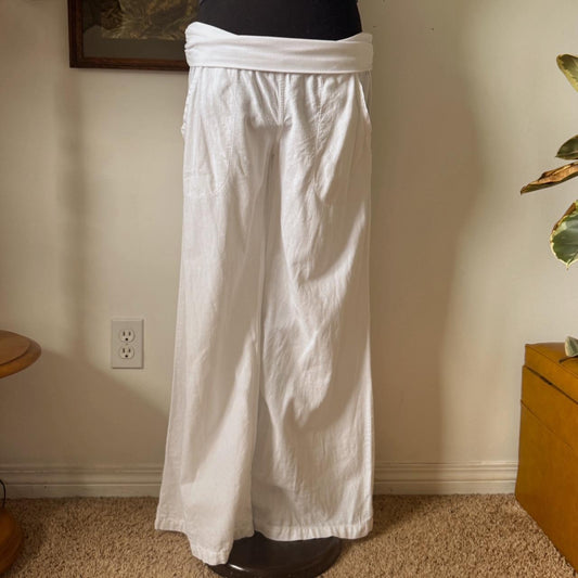 White linen wide leg pants (M/L)