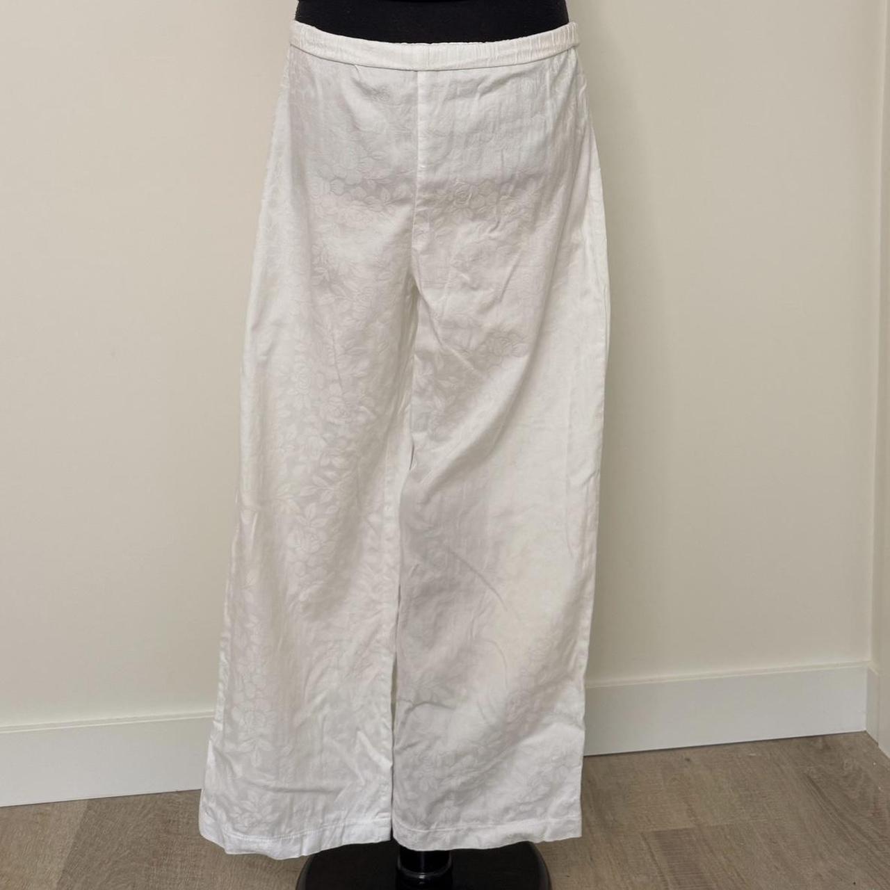 White floral wide leg pants (S)