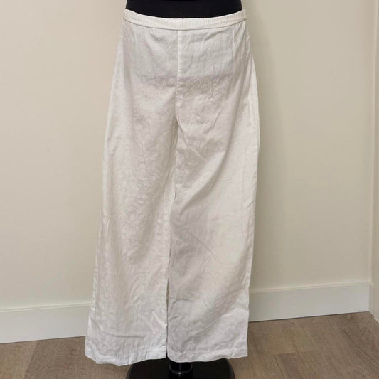 White floral wide leg pants (S)