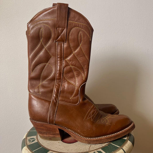 Brown leather cowboy boots (8)