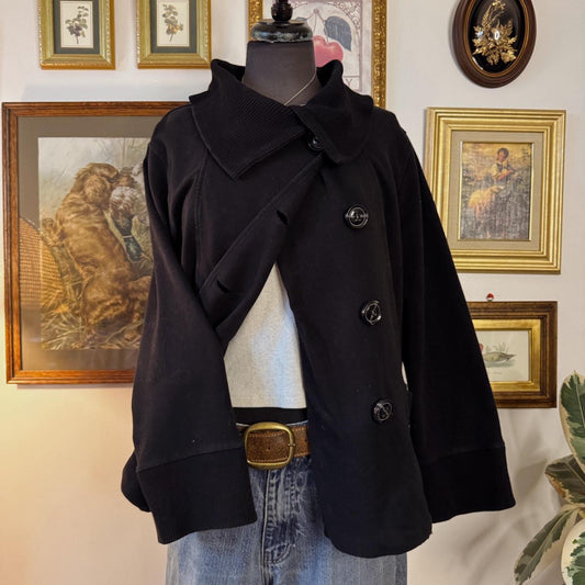 Black knit pea coat sweater (XL)