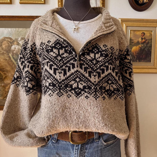 90s tweed cabin knit sweater (XL)