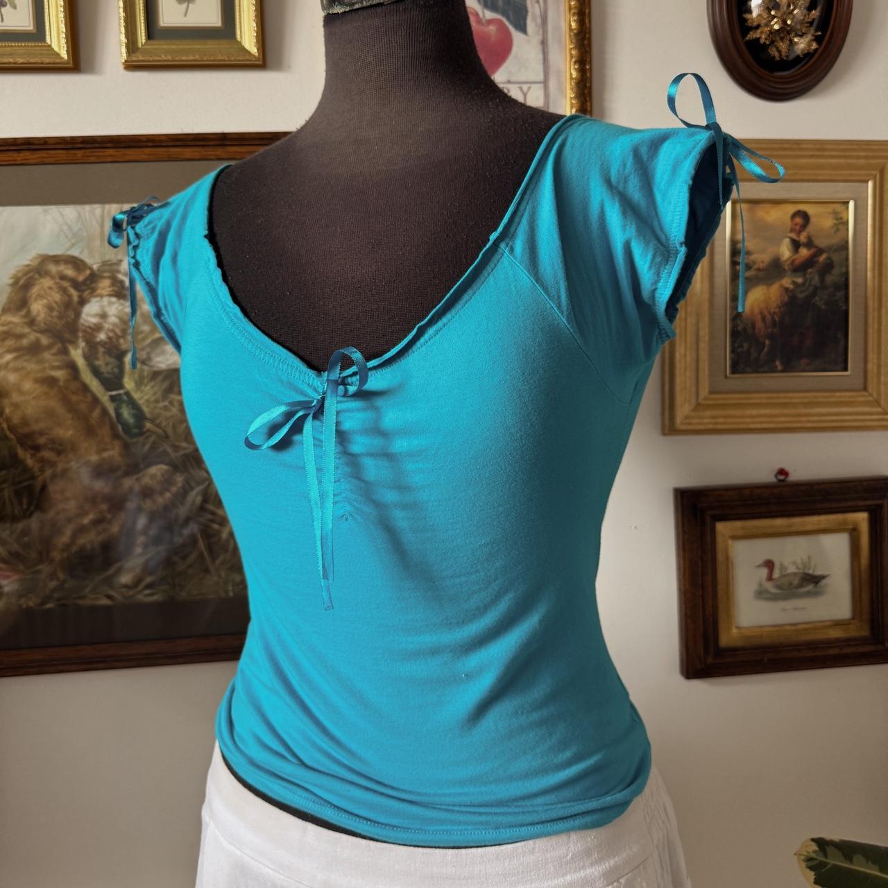 Blue y2k fairy ribbon top (S)