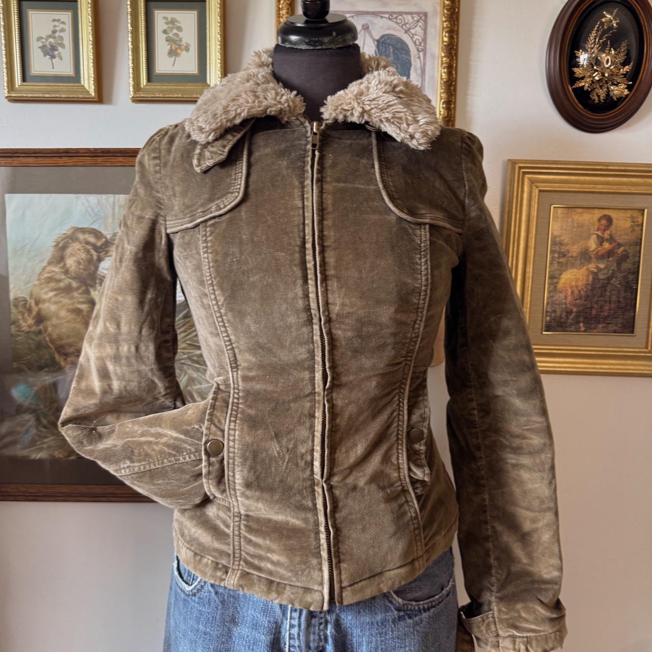 Khaki velvet fall jacket (XS)