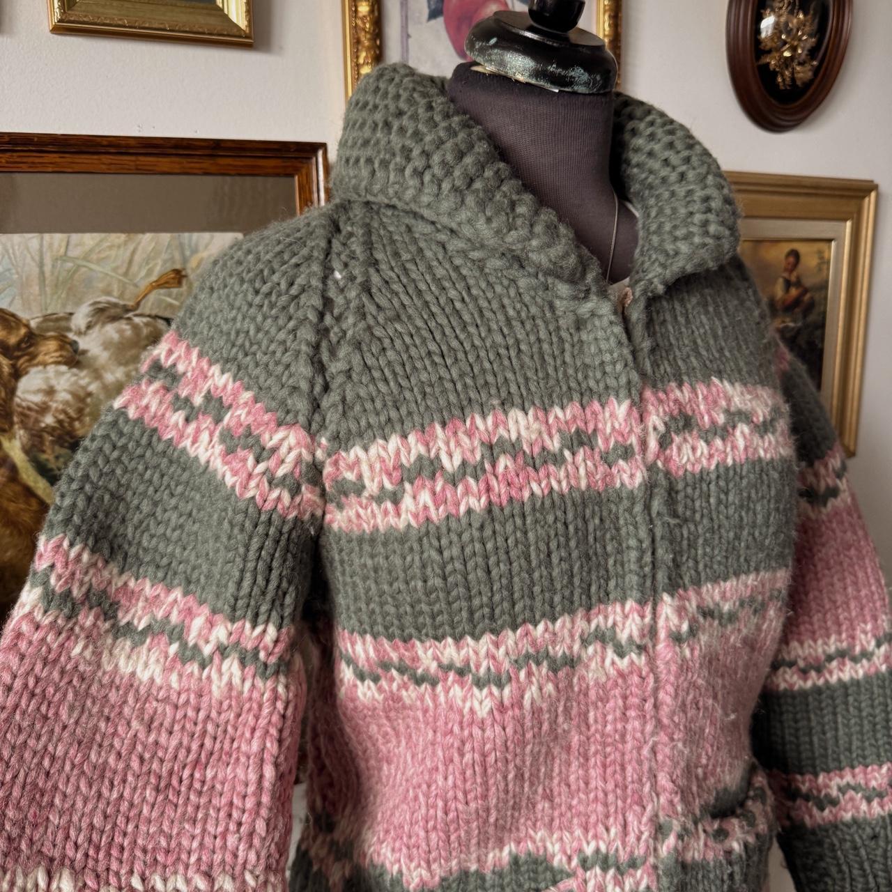 Green & pink striped wool jacket (S)