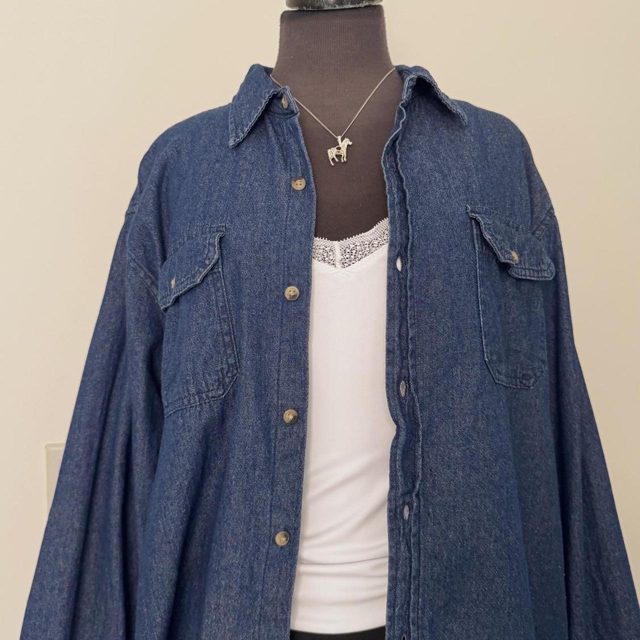 Wrangler blue denim button up shirt (L)