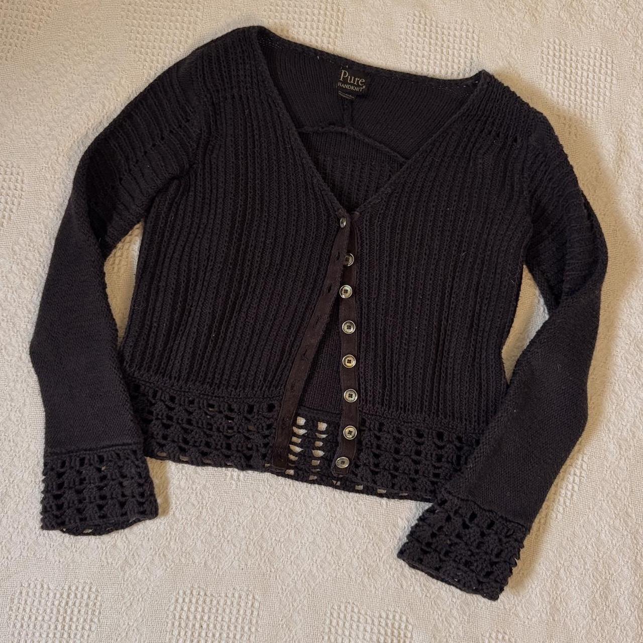 Black cottage knit cardigan (XS)