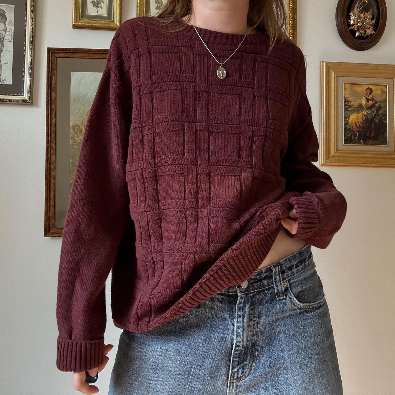 Burgundy slouch knit sweater (M)