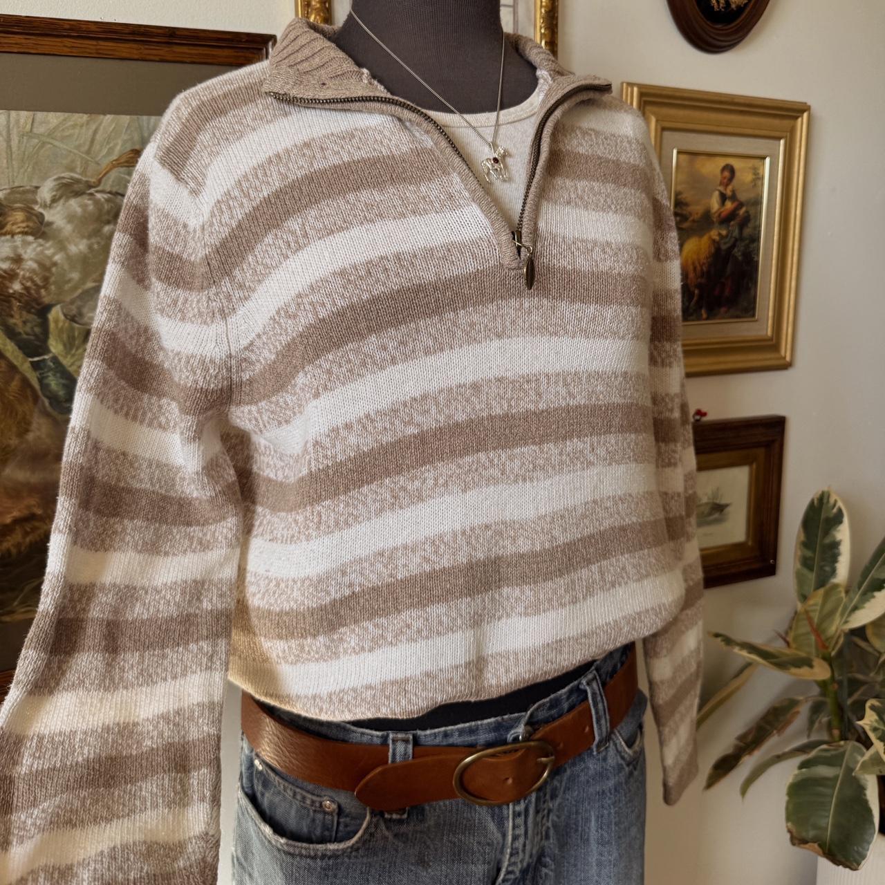 Cream & oat striped knit sweater (M)