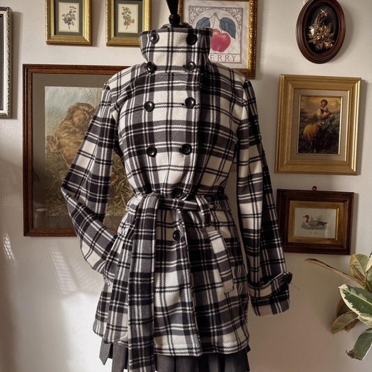 Cozy fleece funnel neck trench coat (M)