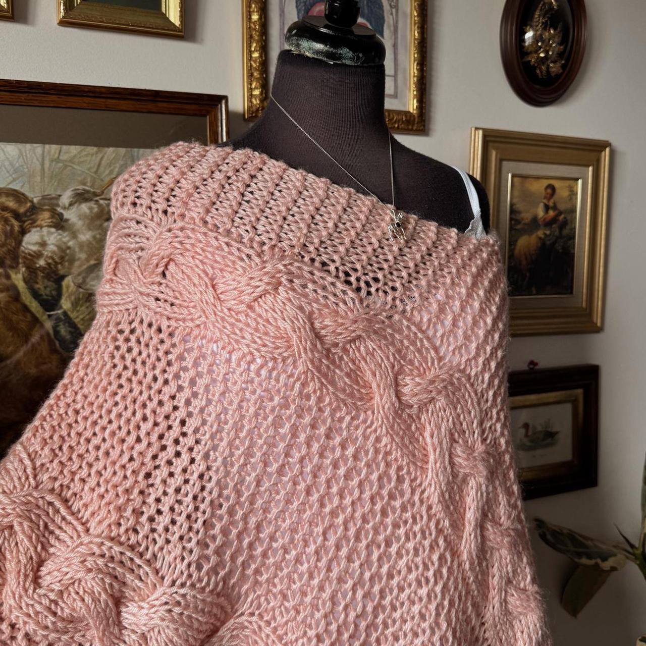 Pink knit boho poncho