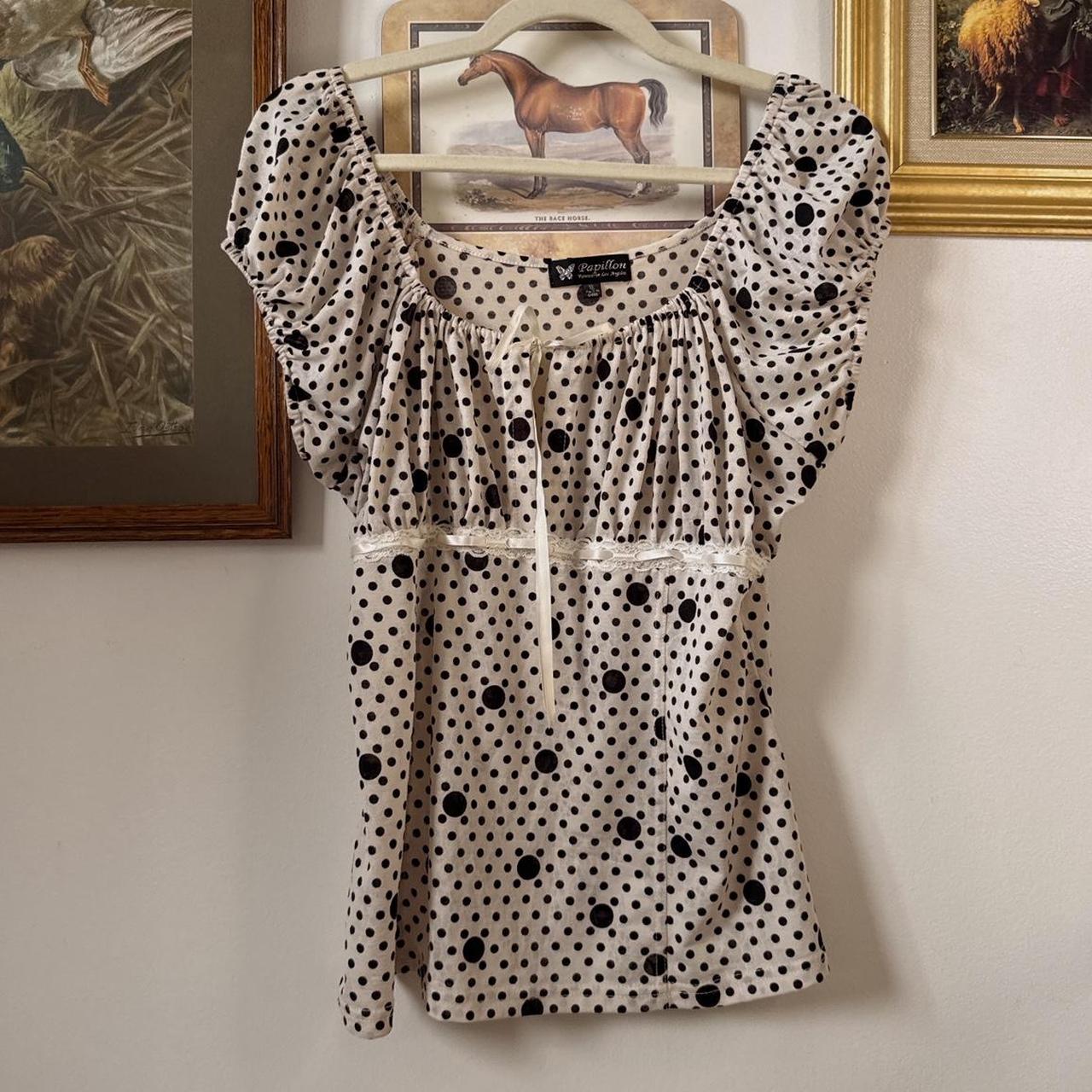 Polka dot milkmaid blouse (XL)