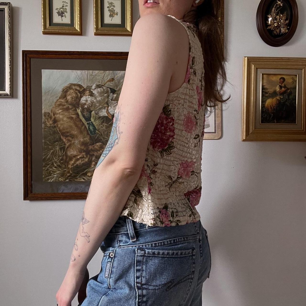 Lace floral tank top (S/M)