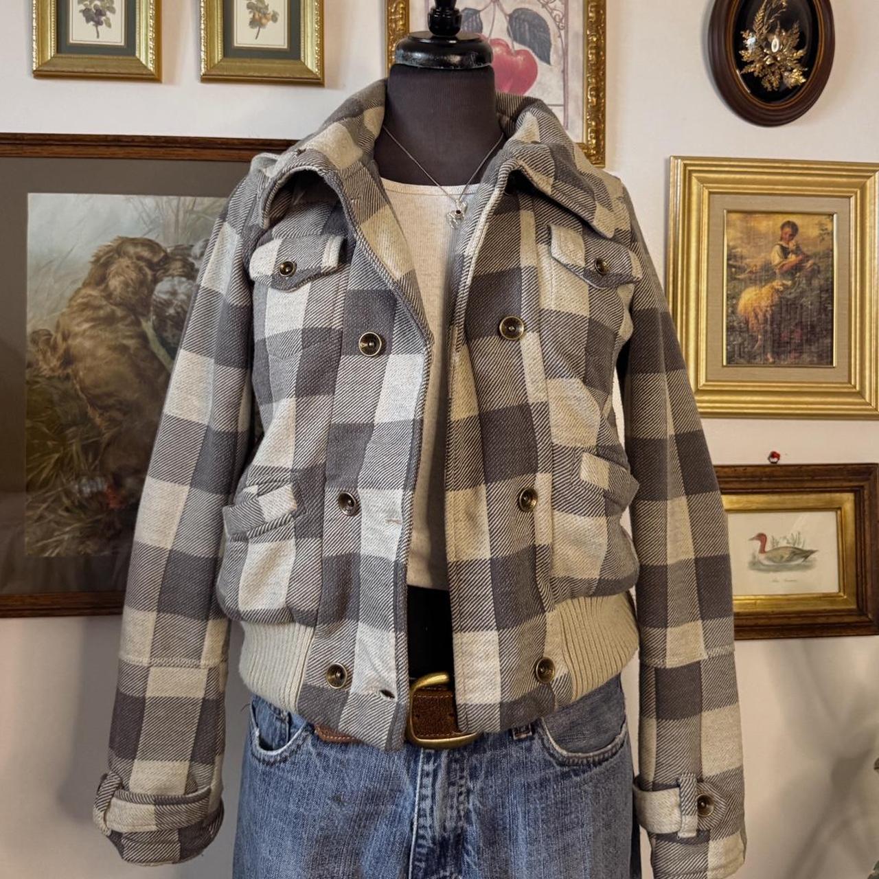 Grey checkered Y2K jacket (S)