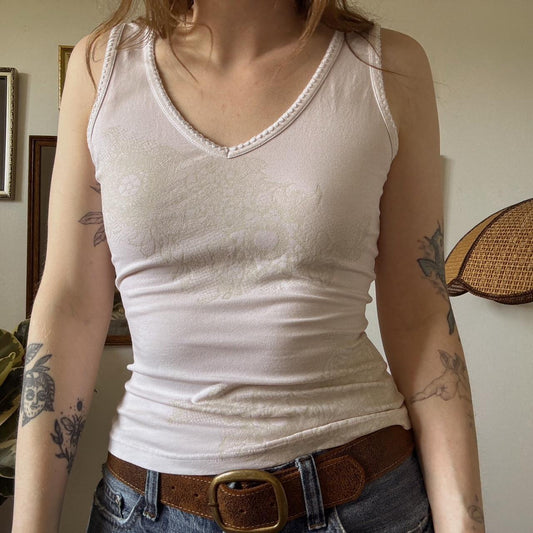 Pale pink lace tank top (XS)