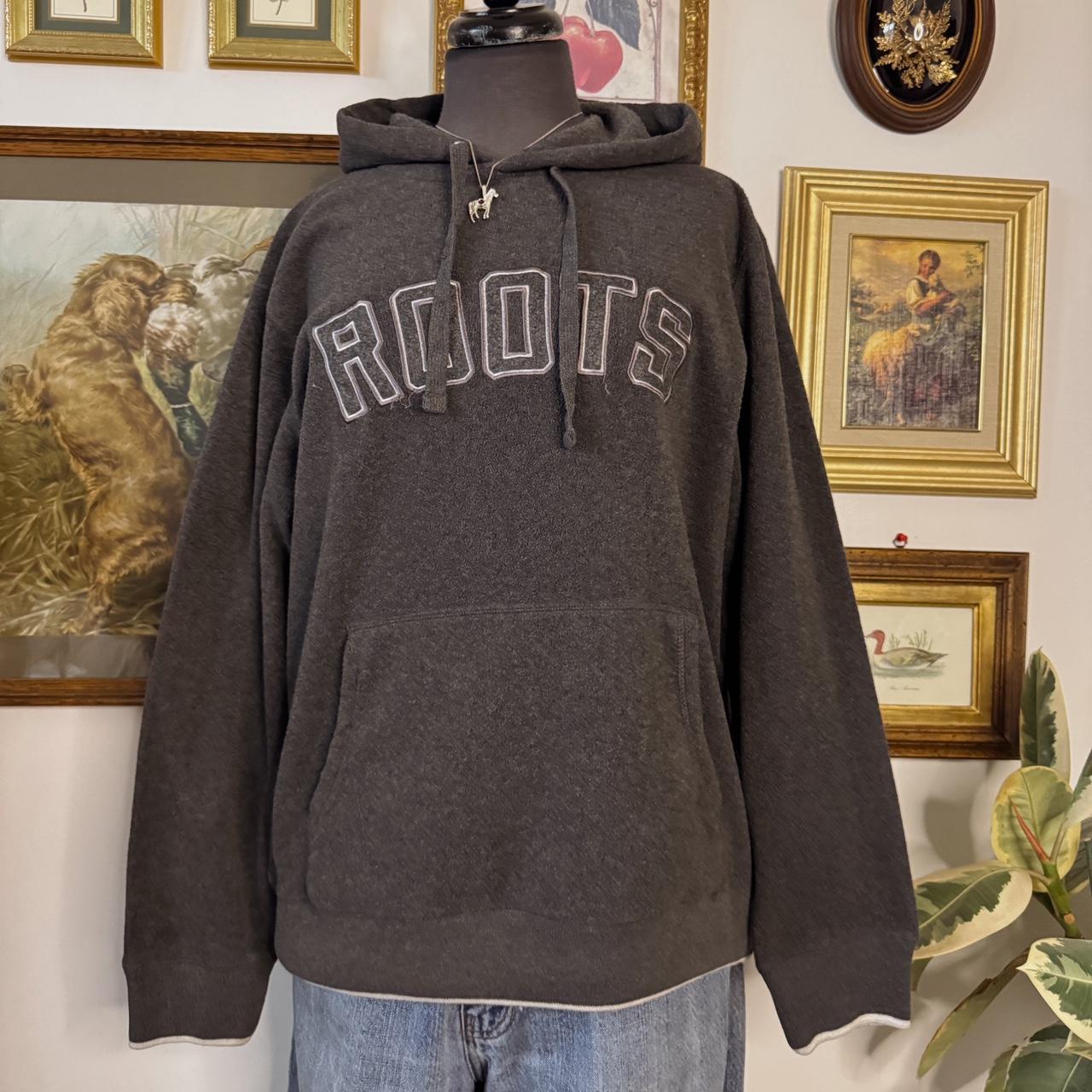 Charcoal grey roots fleece hoodie (S)