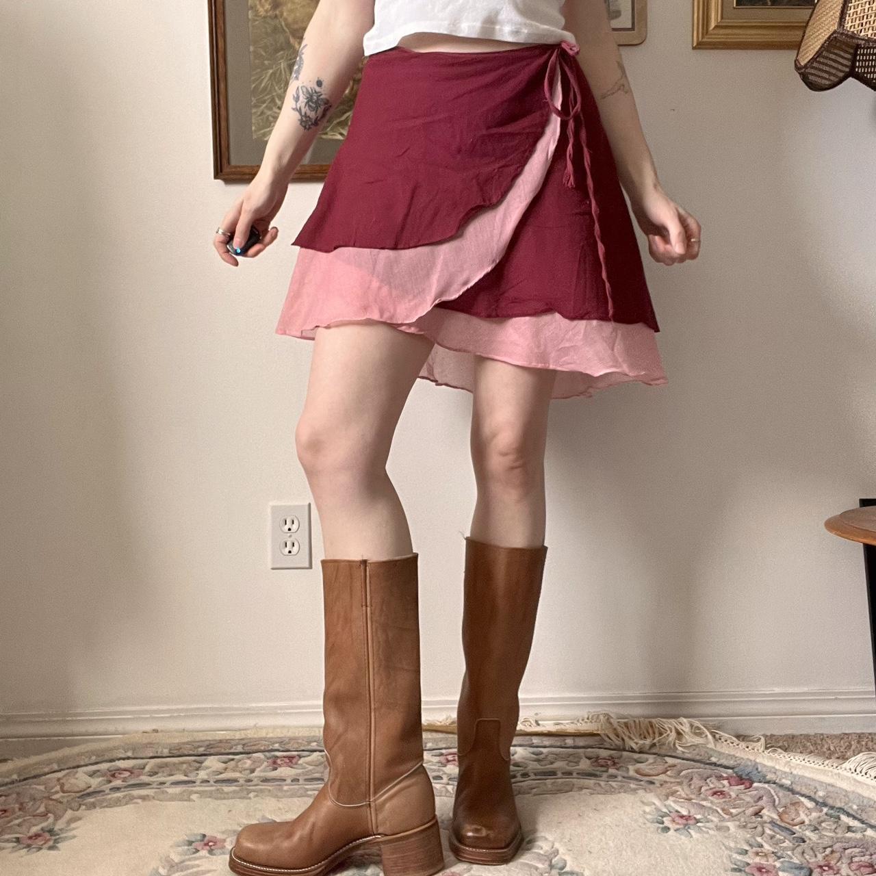 Burgundy rose wrap skirt (S)