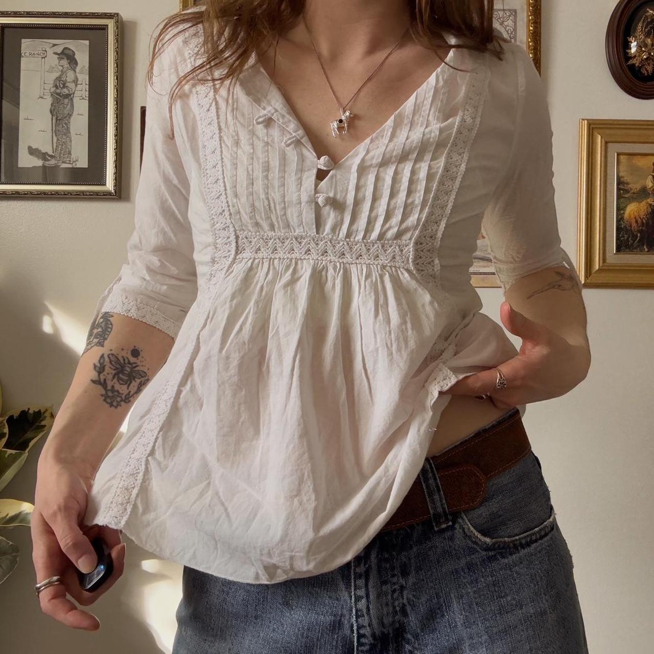 White cotton babydoll top (M)