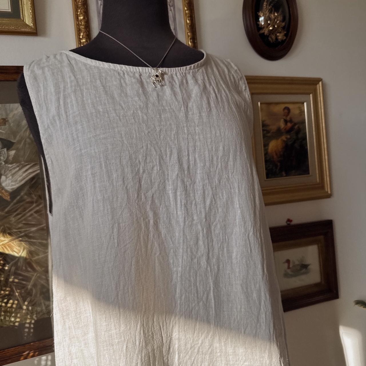 Cream linen ruffle maxi dress (XL)