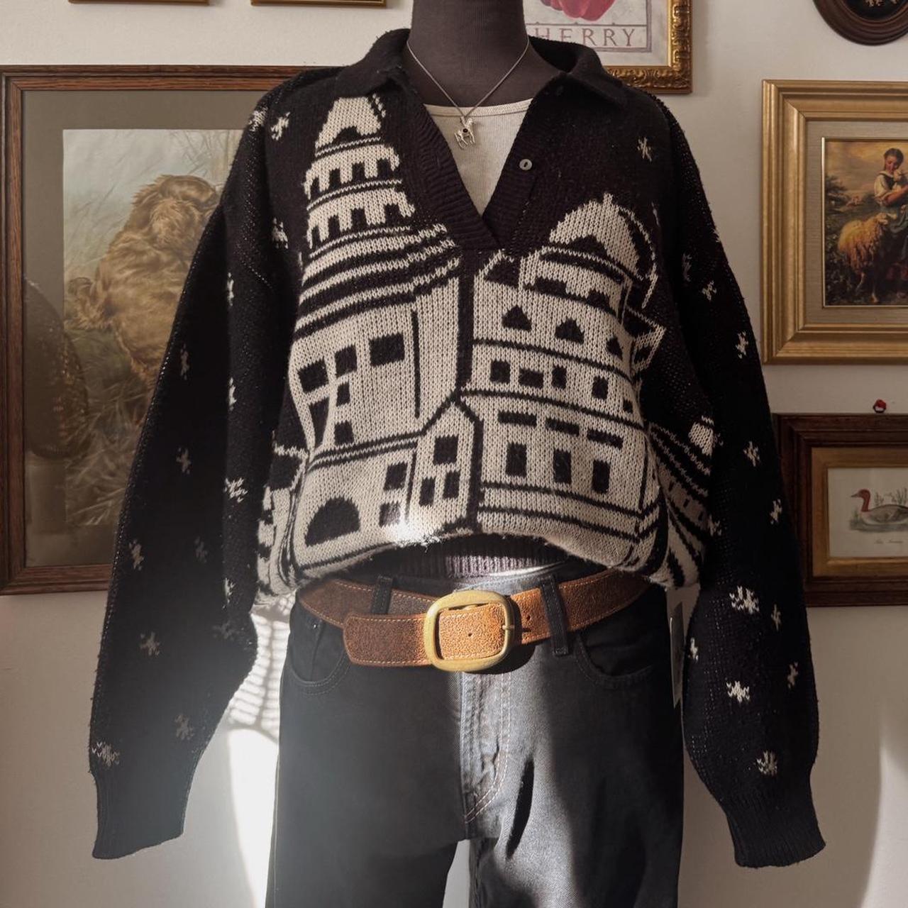 Vintage 80s starry night sweater (L)