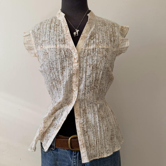 Cream floral cottage blouse (XL)