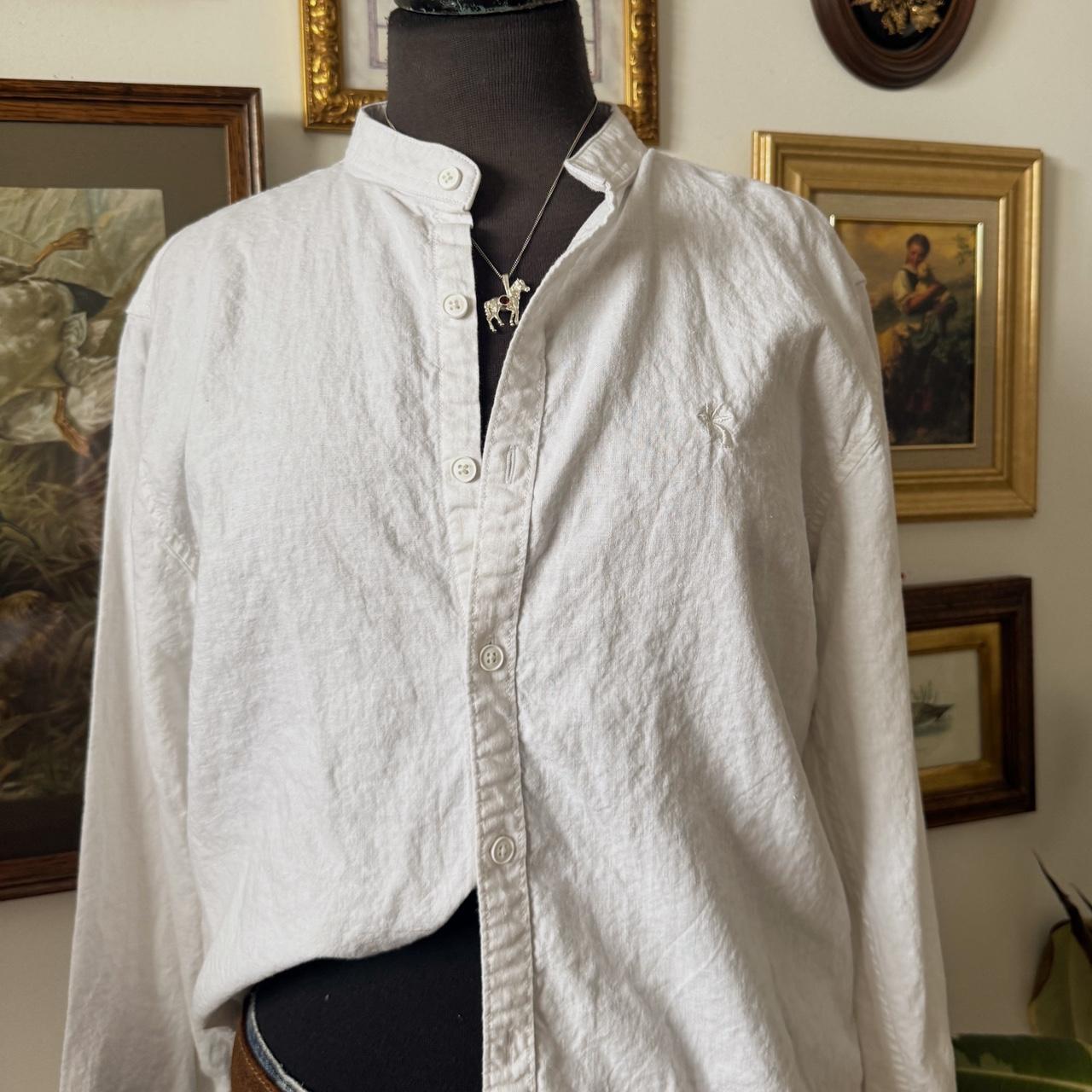 White linen button up shirt (L)