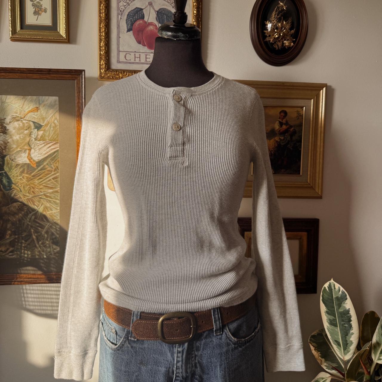 Light cloud grey waffle knit top (S)