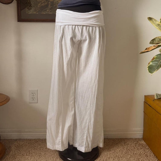 Foldover waist linen pants (M)
