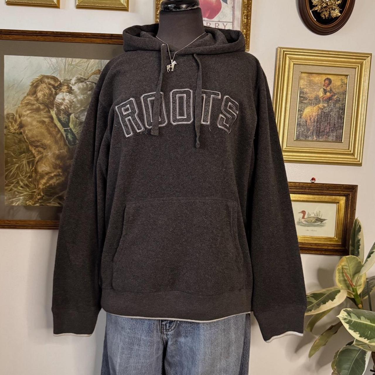 Charcoal grey roots fleece hoodie (S)