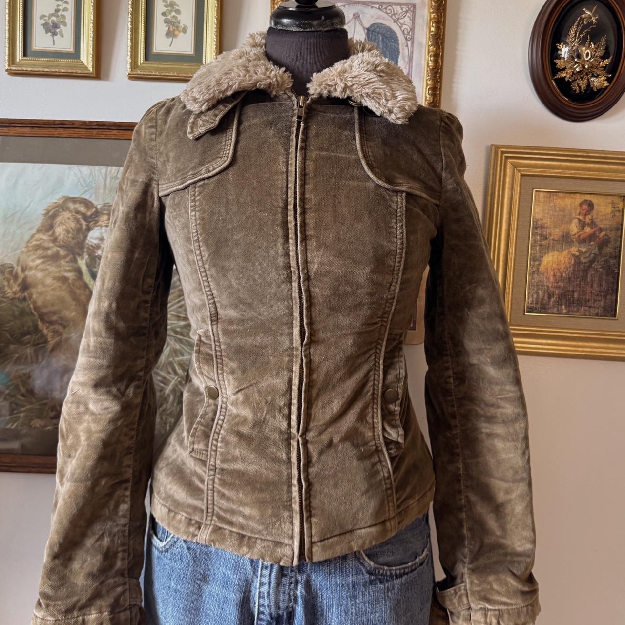 Khaki velvet fall jacket (XS)