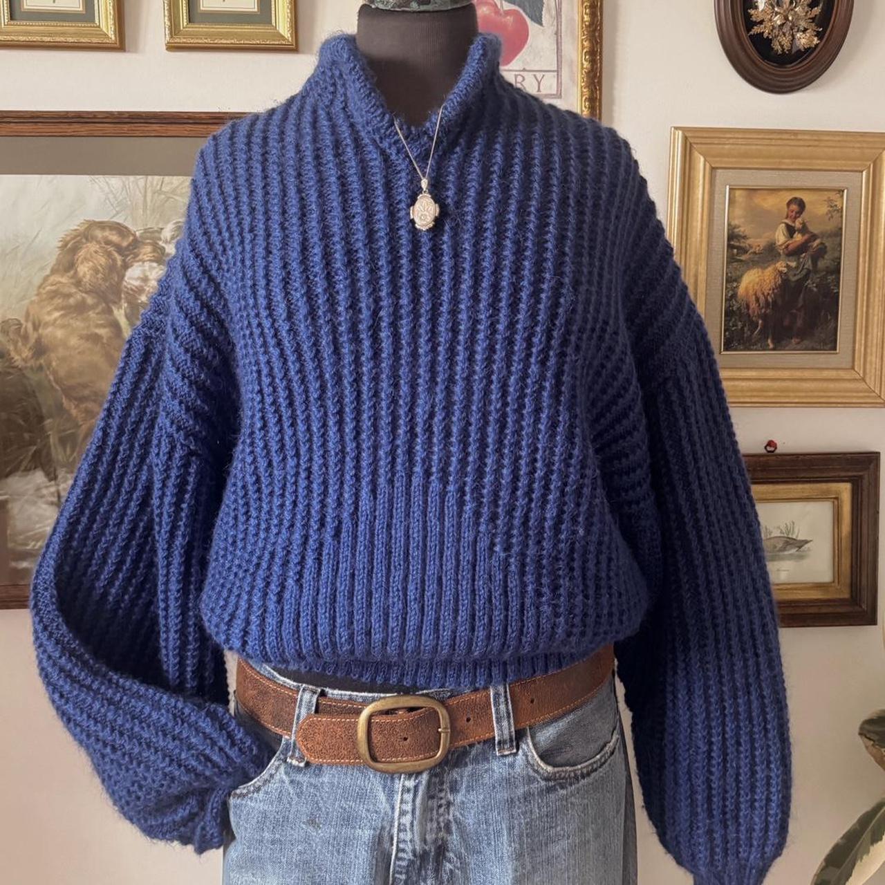 Chunky hand knit cobalt blue (M/L)