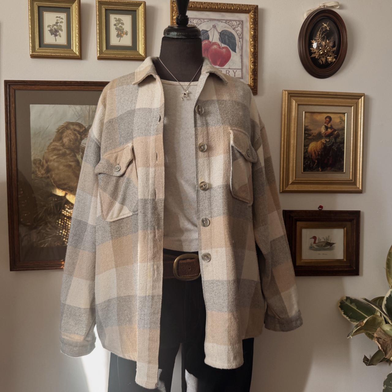 Cozy light birch flannel button up (L)