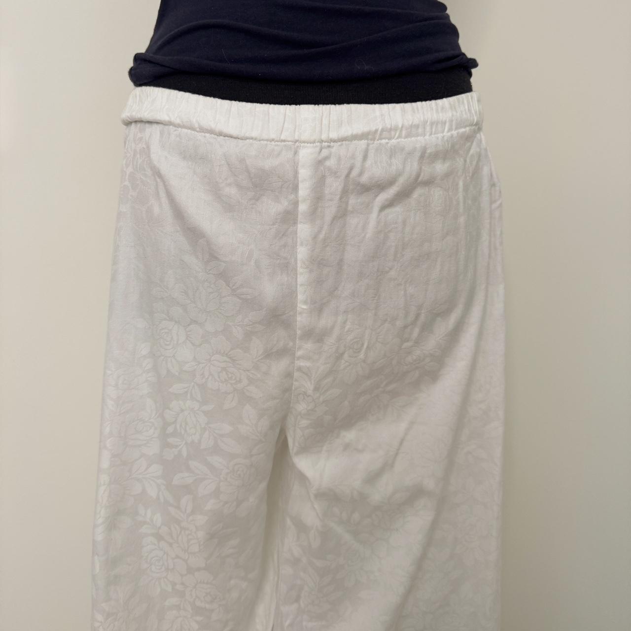 White floral wide leg pants (S)