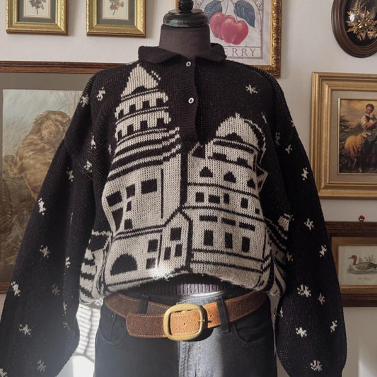 Vintage 80s starry night sweater (L)
