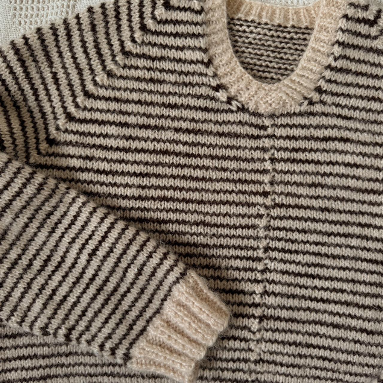 Stripe knit fall sweater (L)