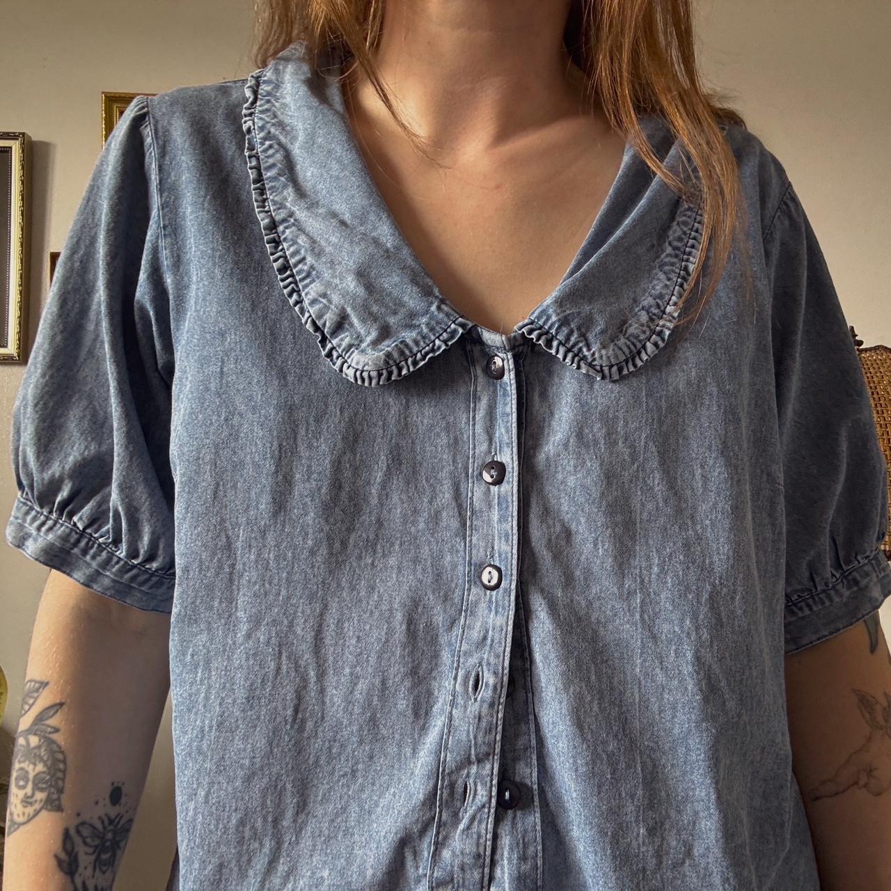 Blue denim cottage top (M)