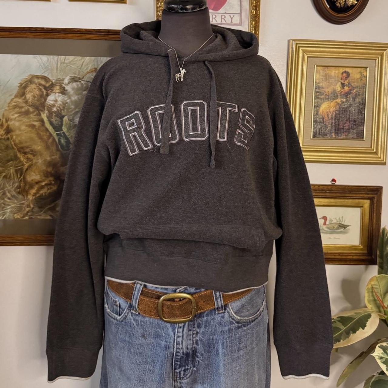 Charcoal grey roots fleece hoodie (S)