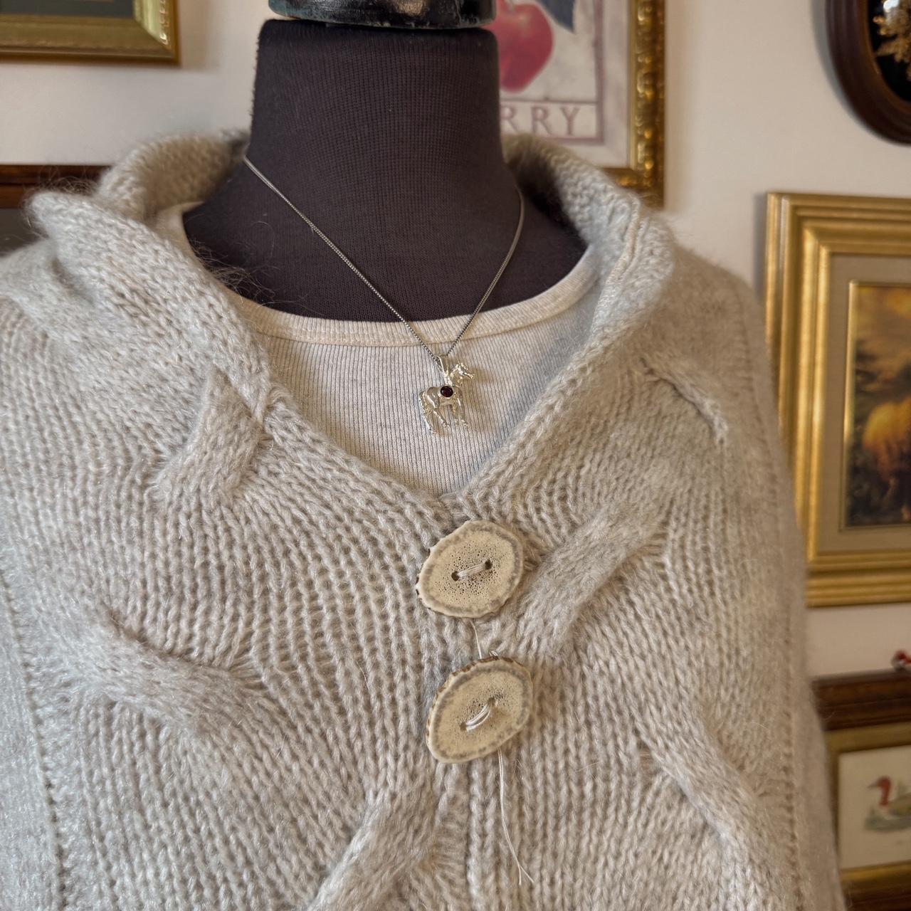 Cream grey knit poncho