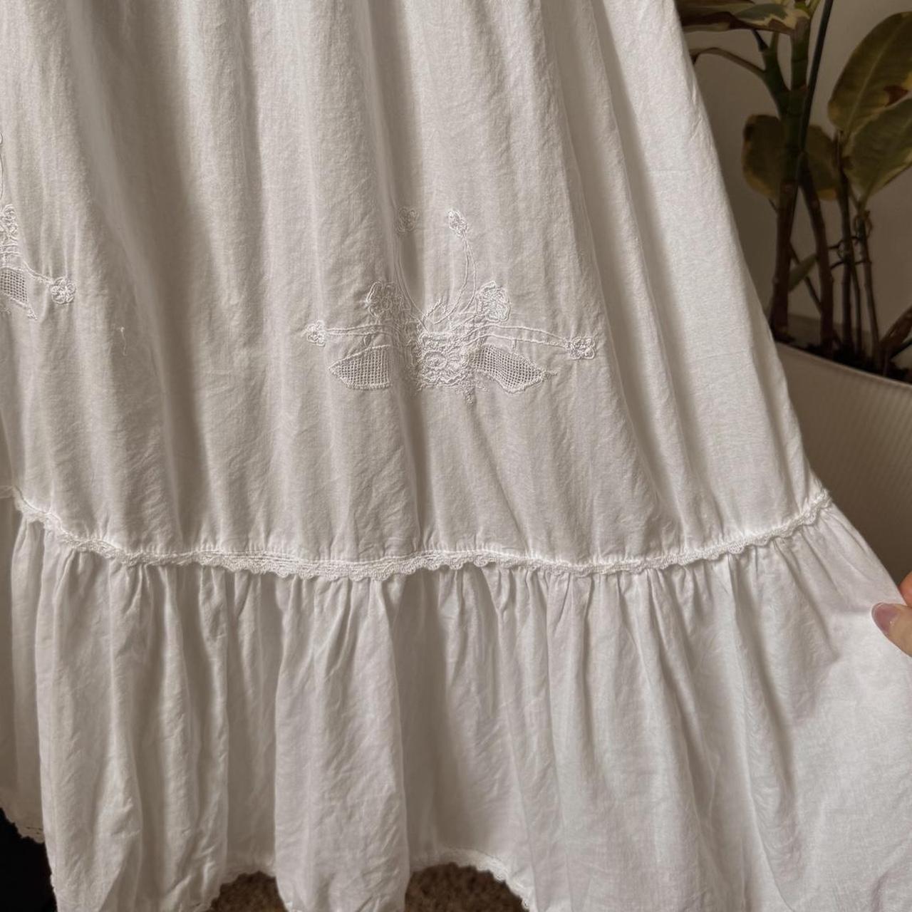 Vintage white ruffle maxi dress