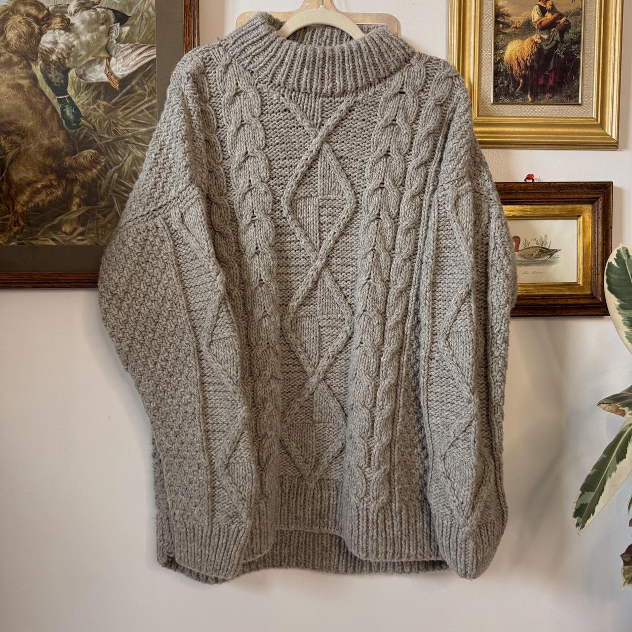 Chunky grey wool knit sweater (XL)