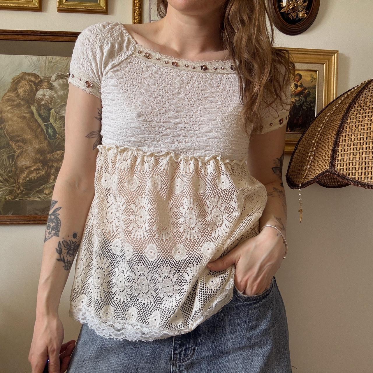 Boho crochet babydoll top (S)