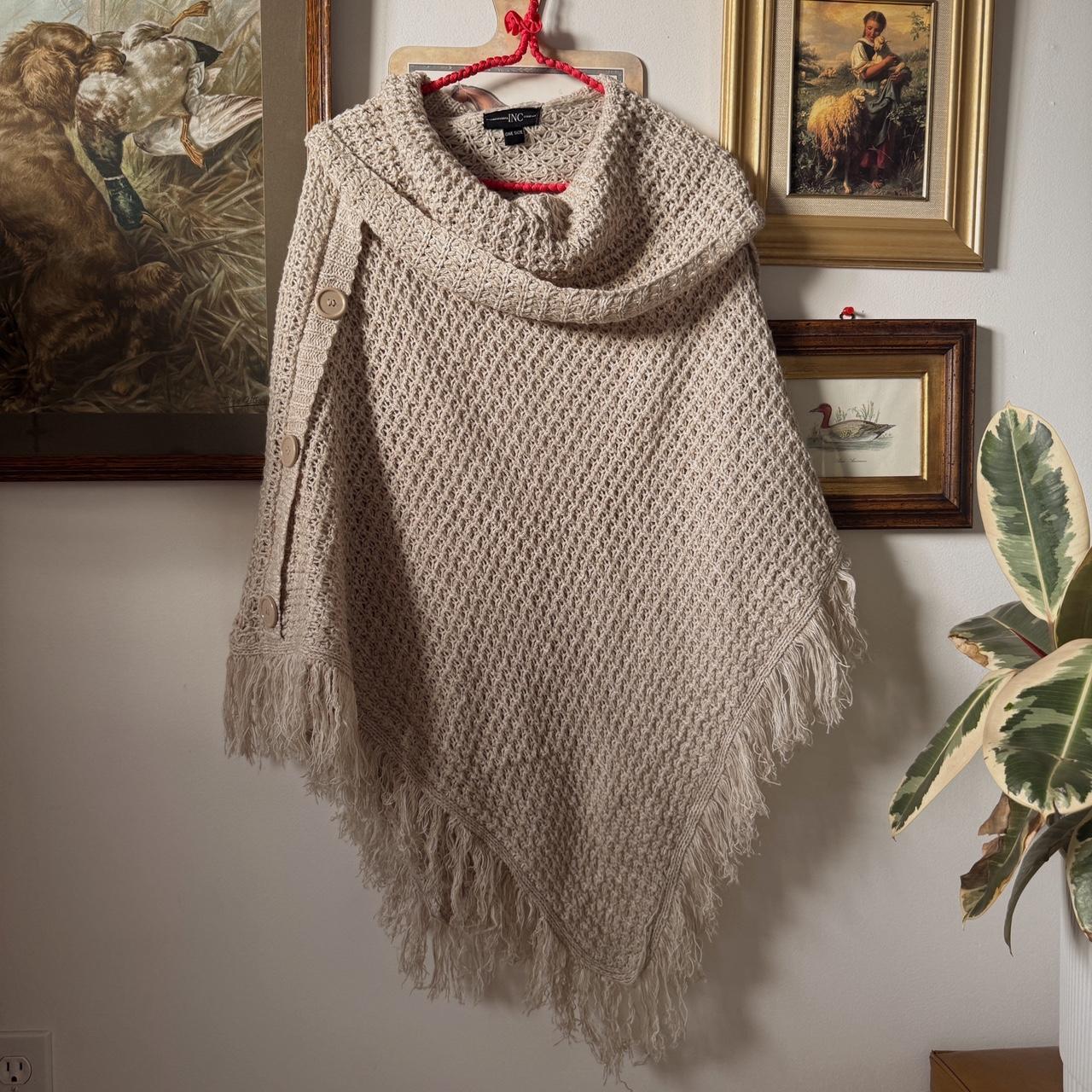 Oat beige knit poncho (O/S)