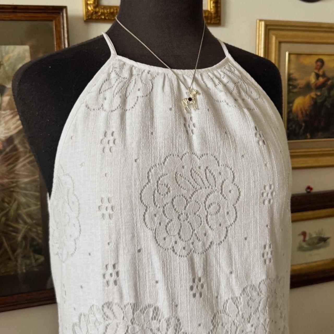 Whimsical floral white babydoll top (S)