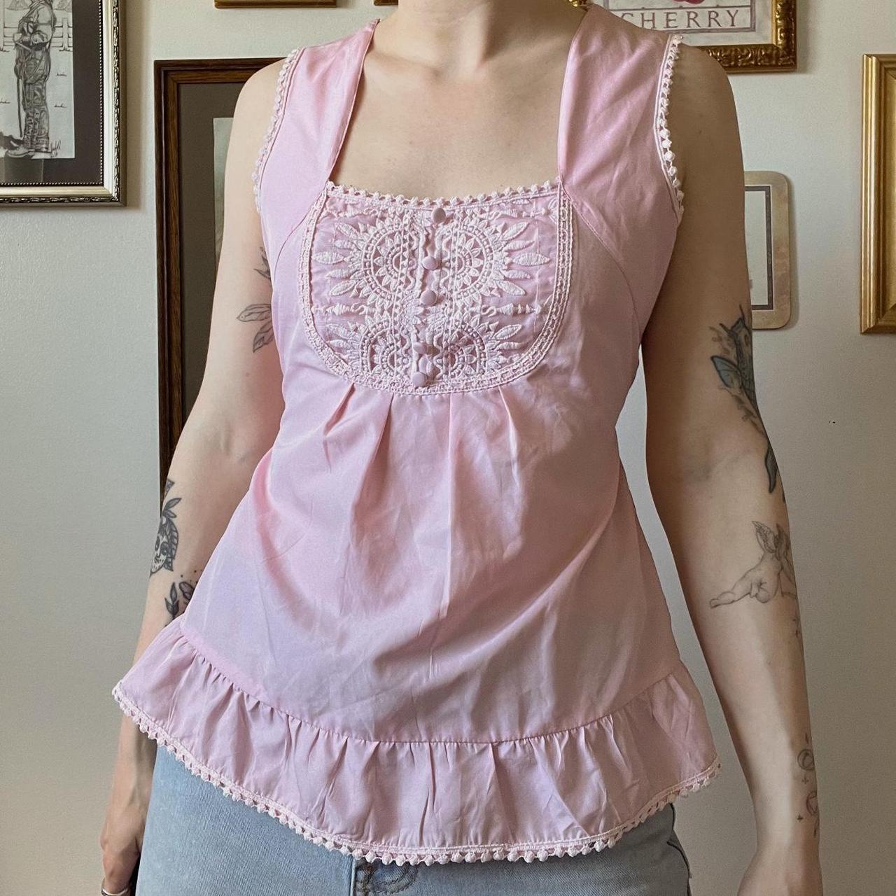 Pink babydoll tank top (M)