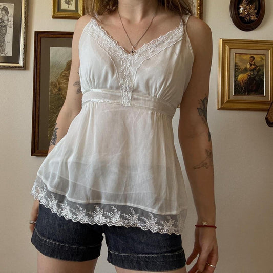 White lace cami tank (L)