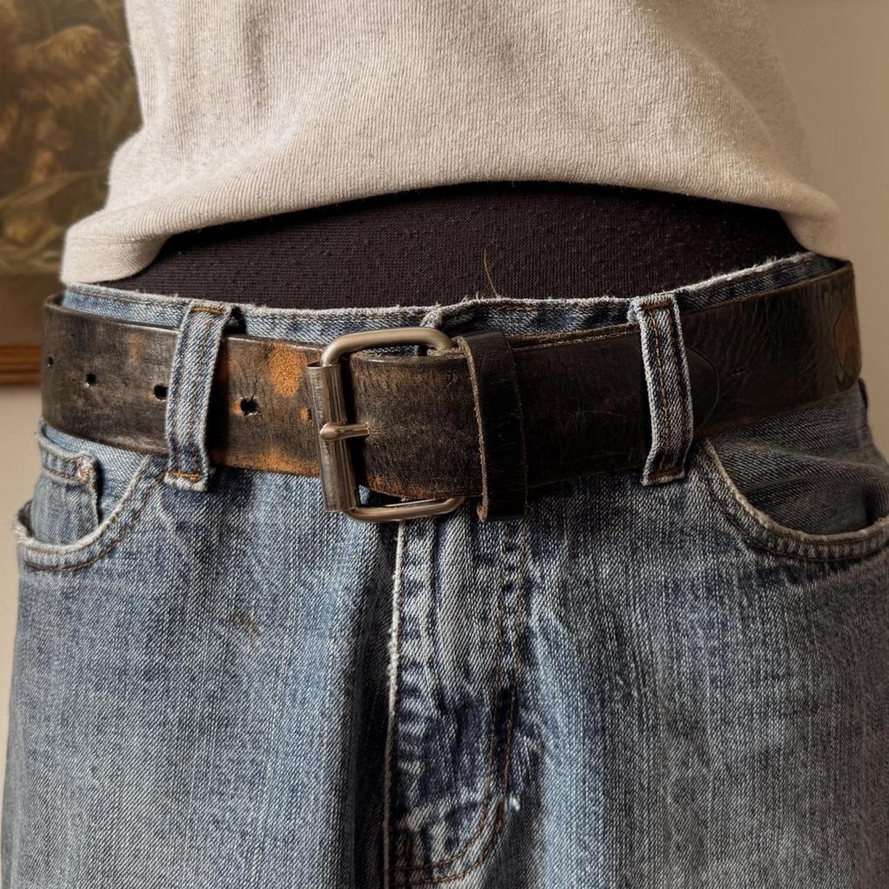 Brown leather horse pattern belt