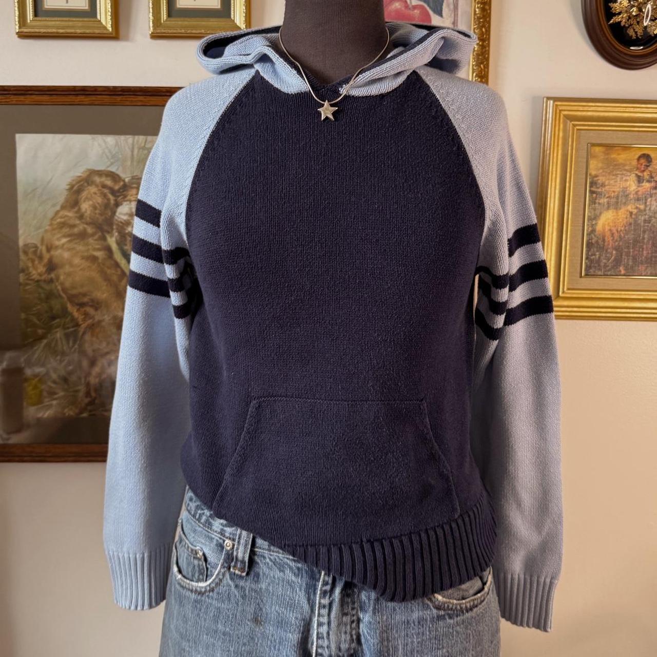 Y2K navy knit hoodie (S)